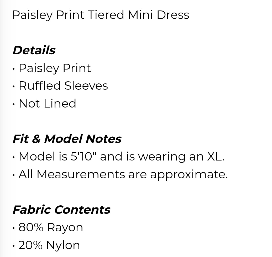 Paisley print Tiered mini dress