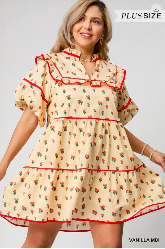 Disty floral ruffle dress