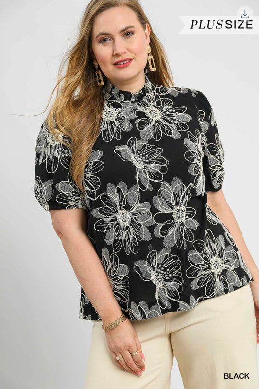 Chic floral embroidered top