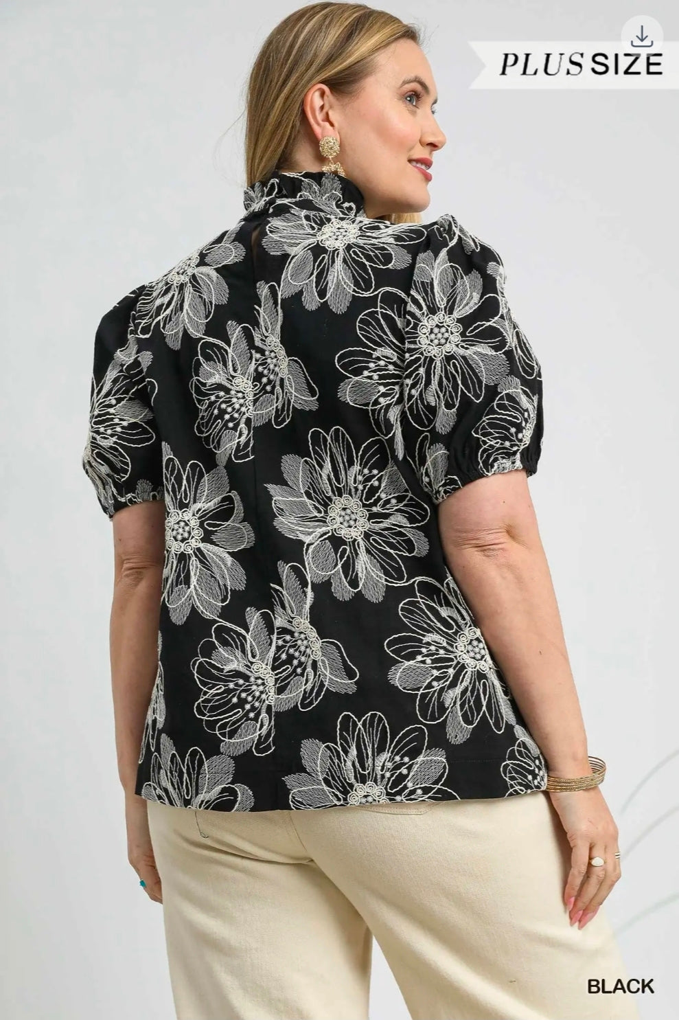 Chic floral embroidered top