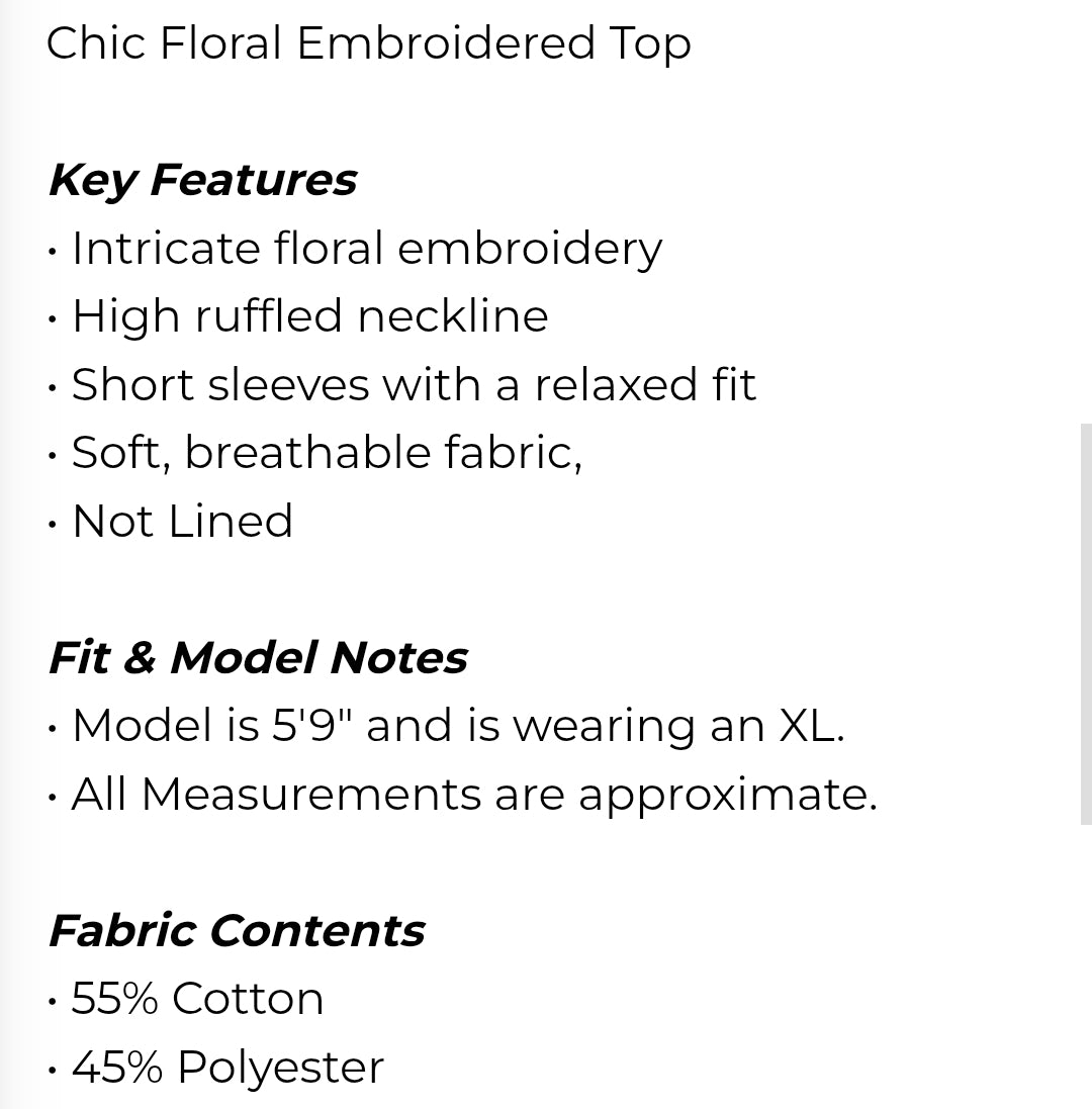 Chic floral embroidered top