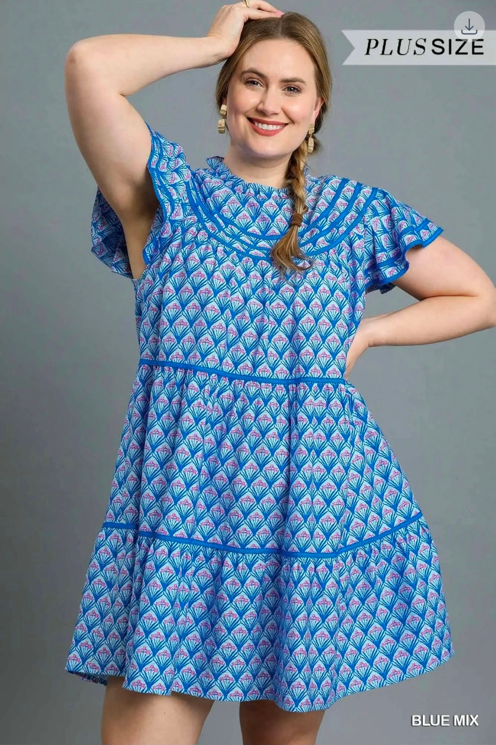 Tiered ruffle sleeve mini dress