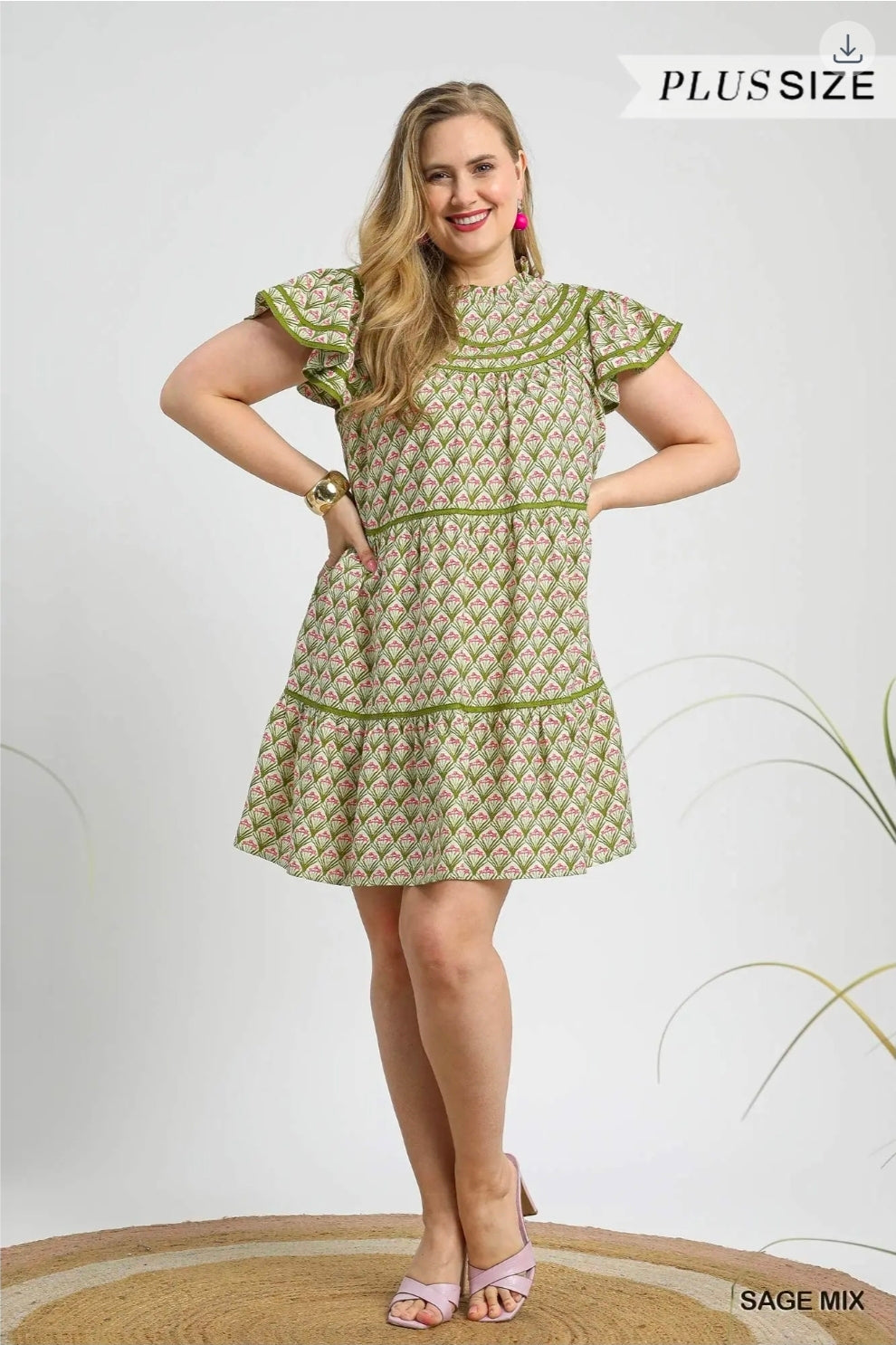 Tiered ruffle sleeve mini dress