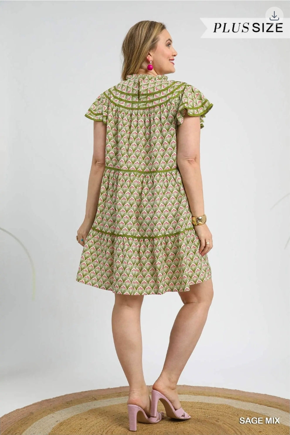 Tiered ruffle sleeve mini dress