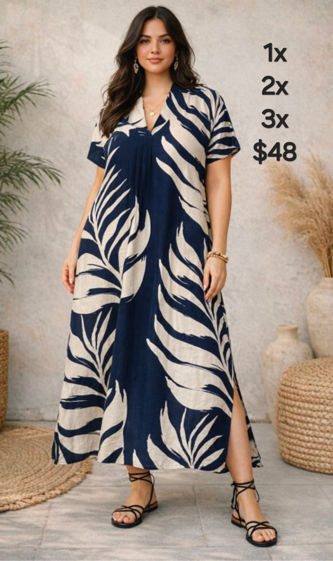 Tropical print maxi dress