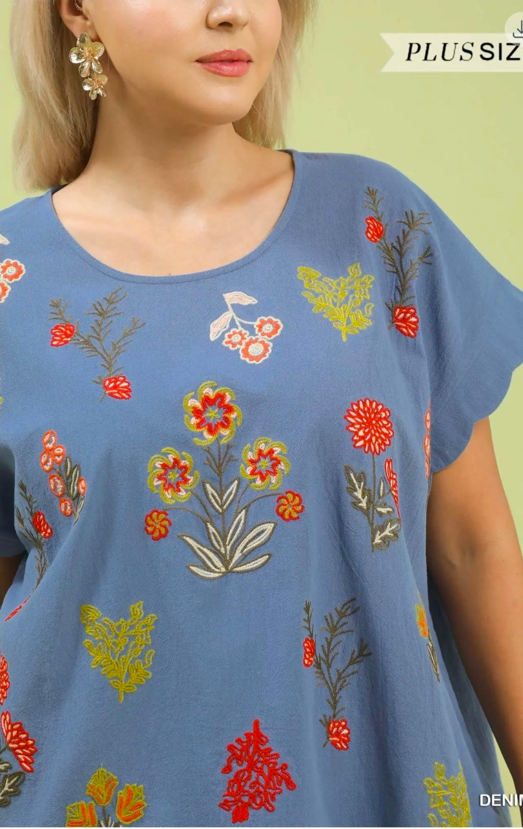 Embroidered botanical top
