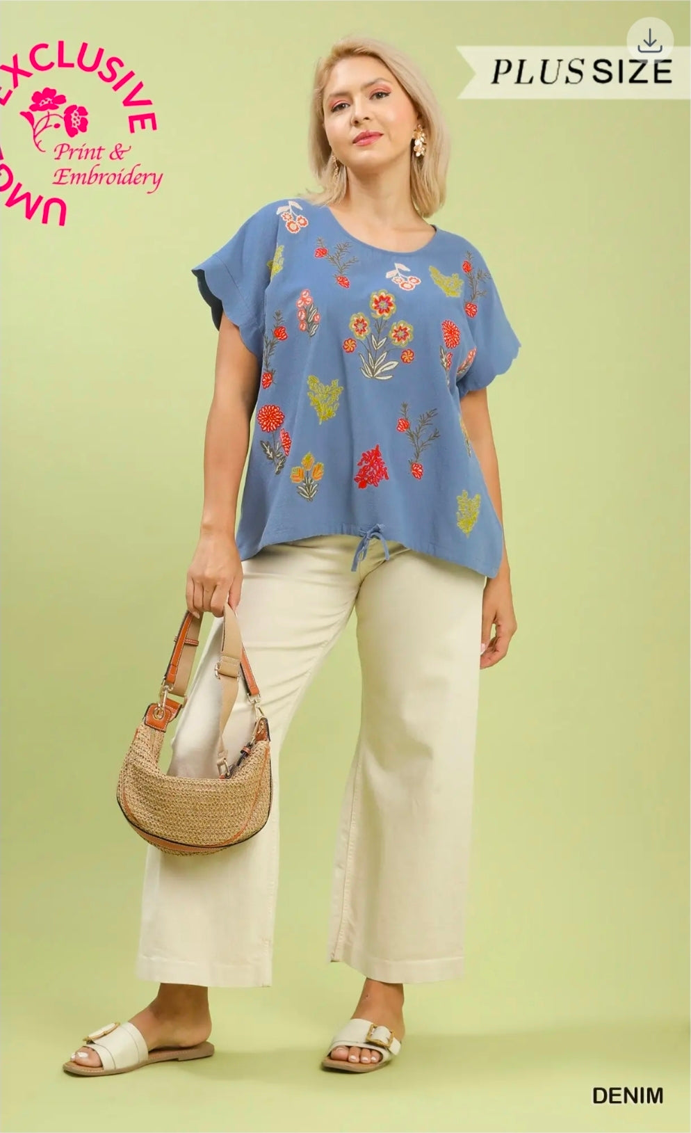 Embroidered botanical top