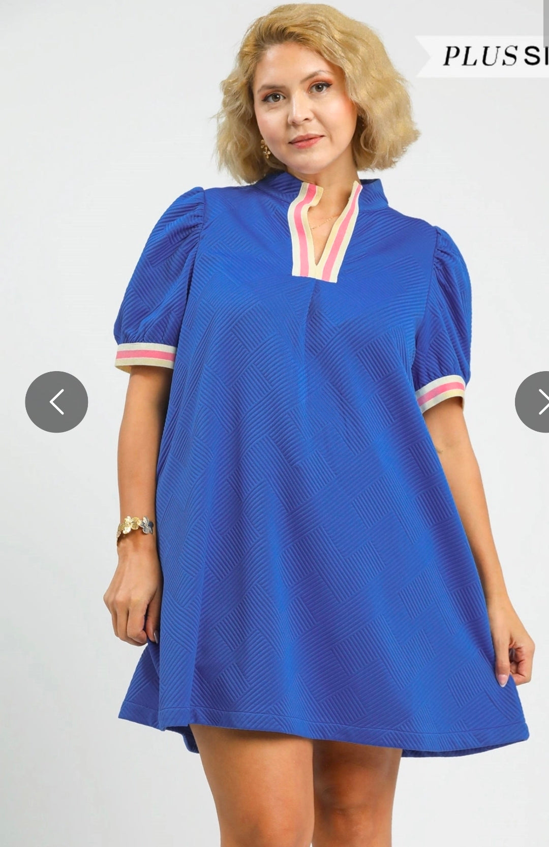 Solid jacquard stripe band mini dress