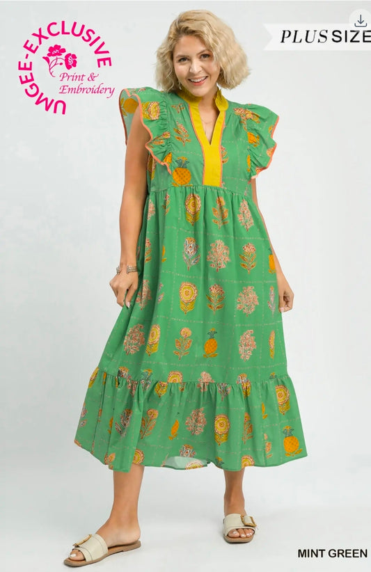 Floral print midi dress