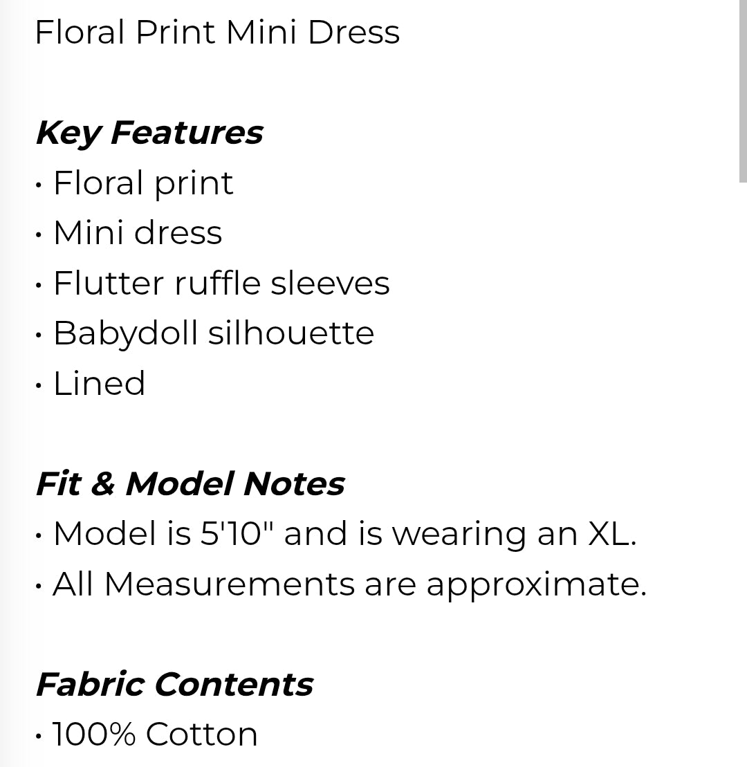 Floral print mini dress