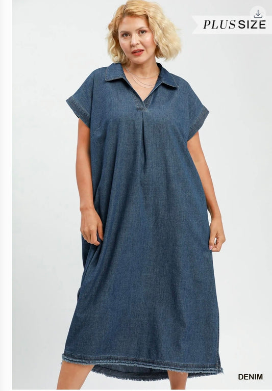 Denim midi dress