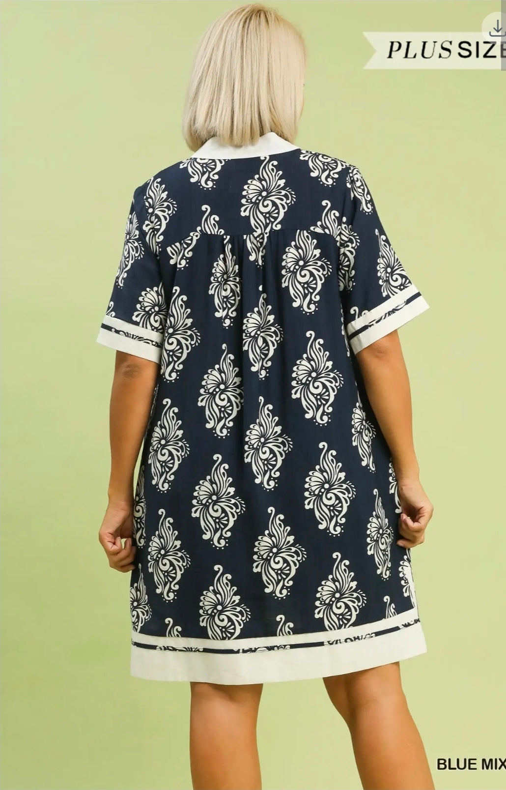 Two tone abstract print mi i dress