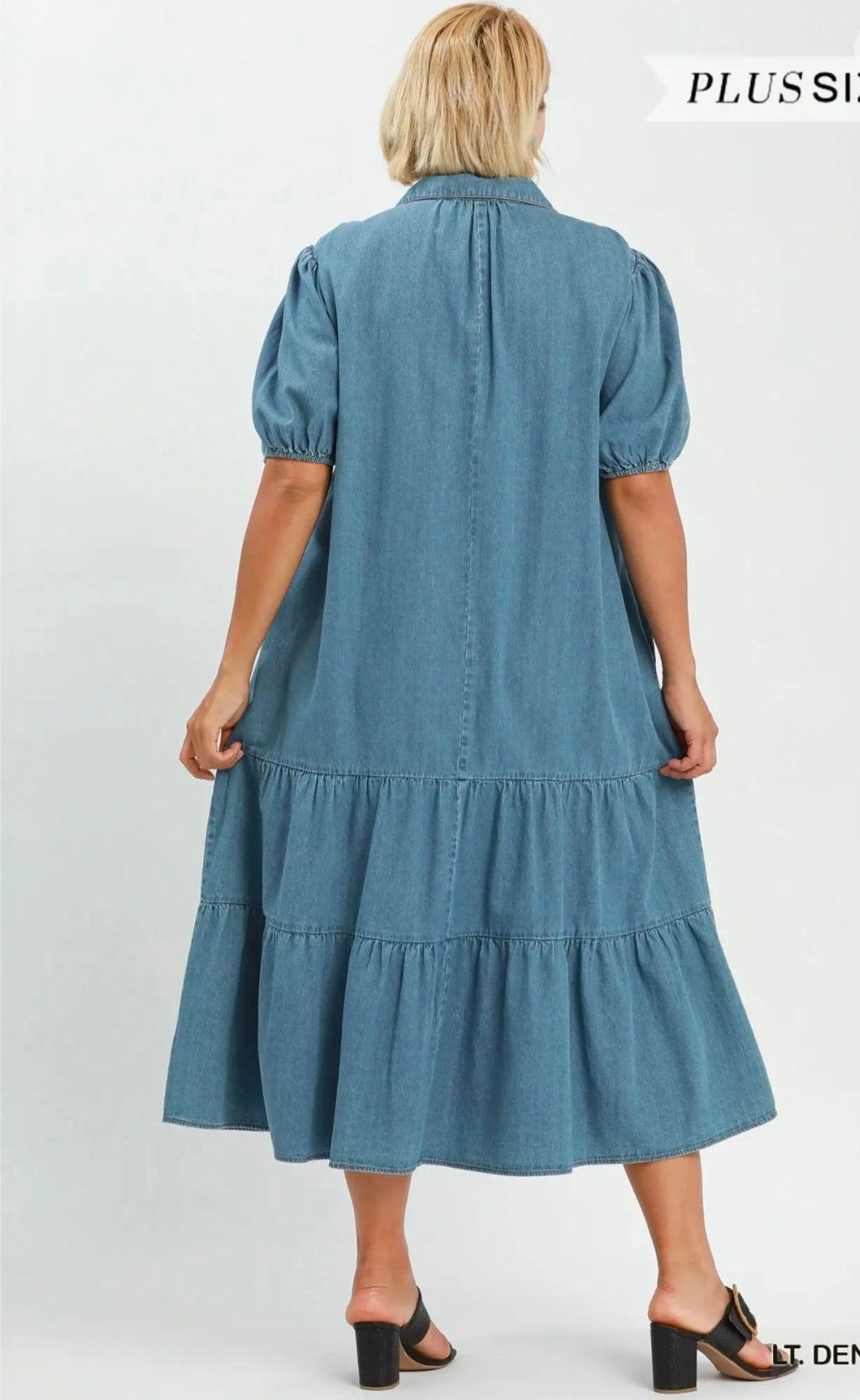 Denim Tiered midi dress