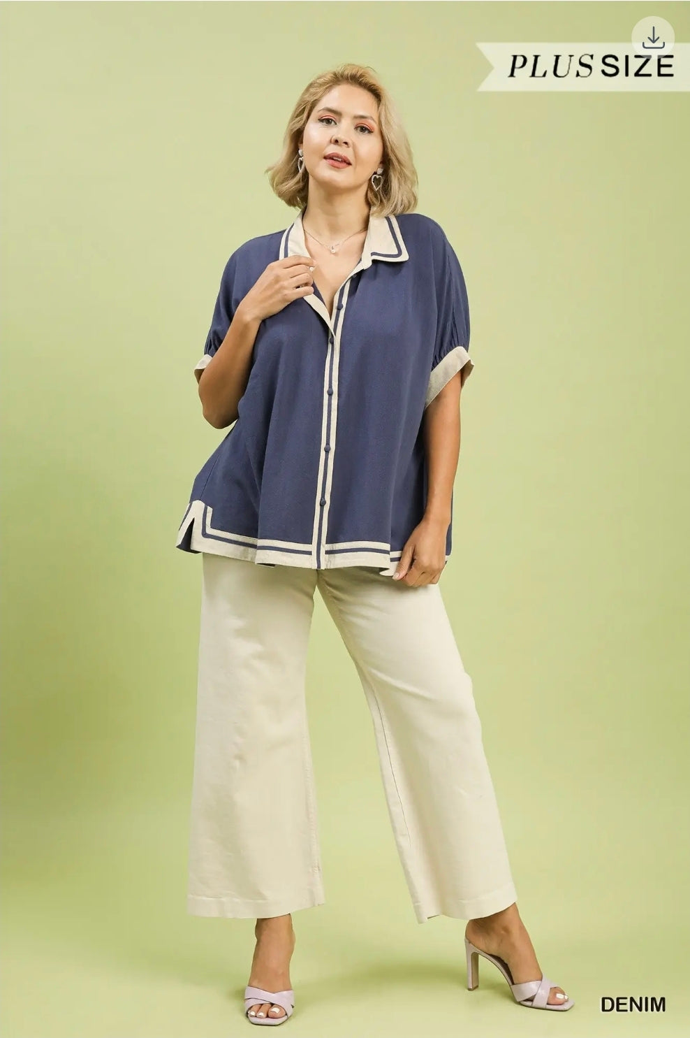 Linen button front top