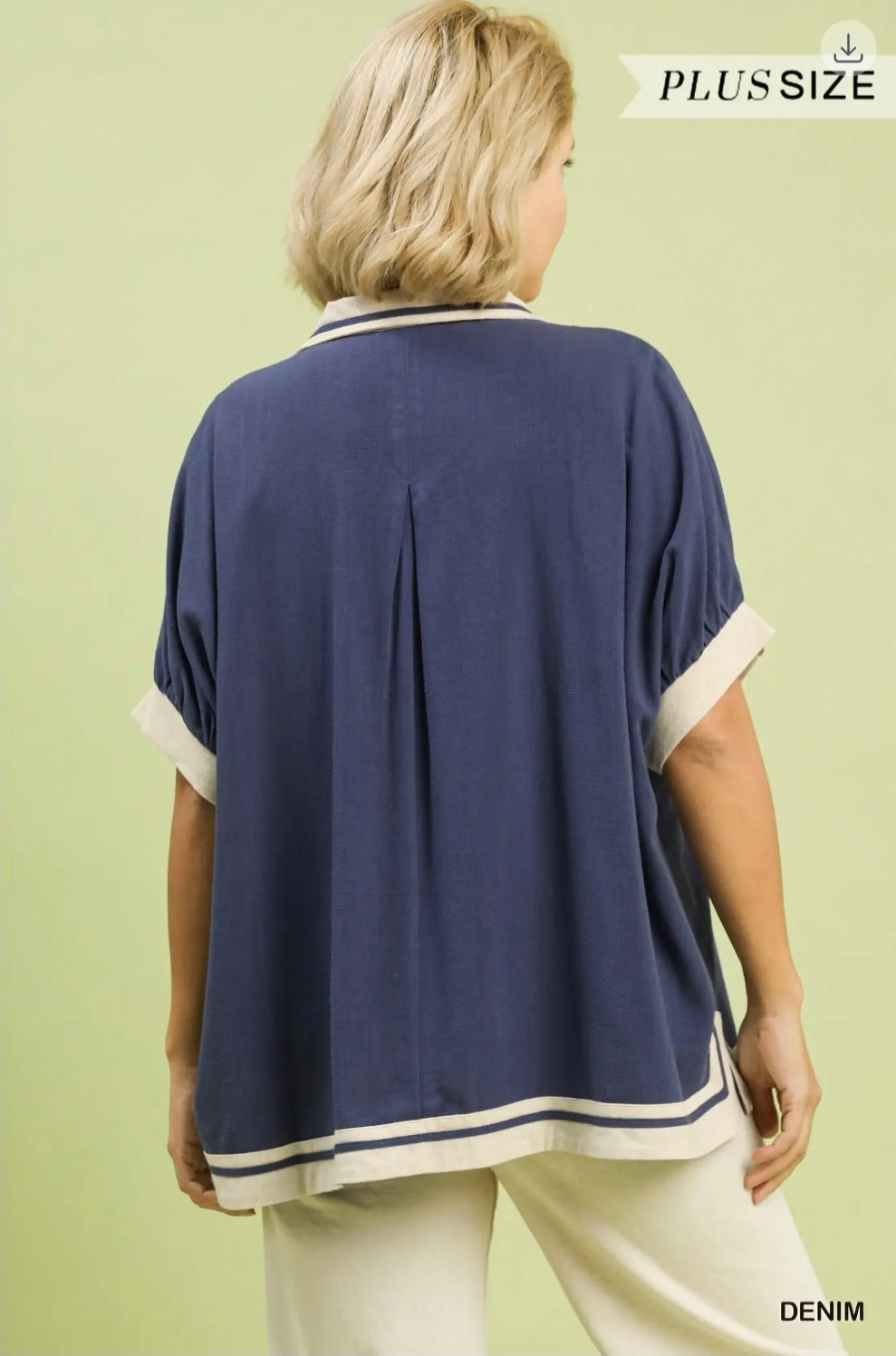 Linen button front top