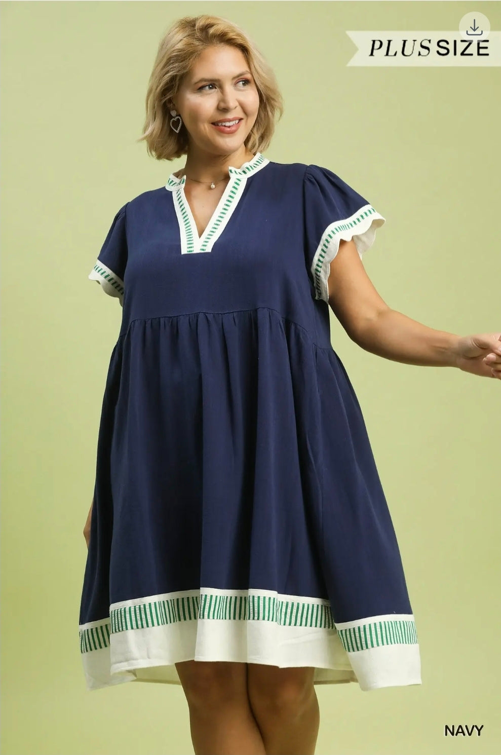 Linen color block sleeve dress
