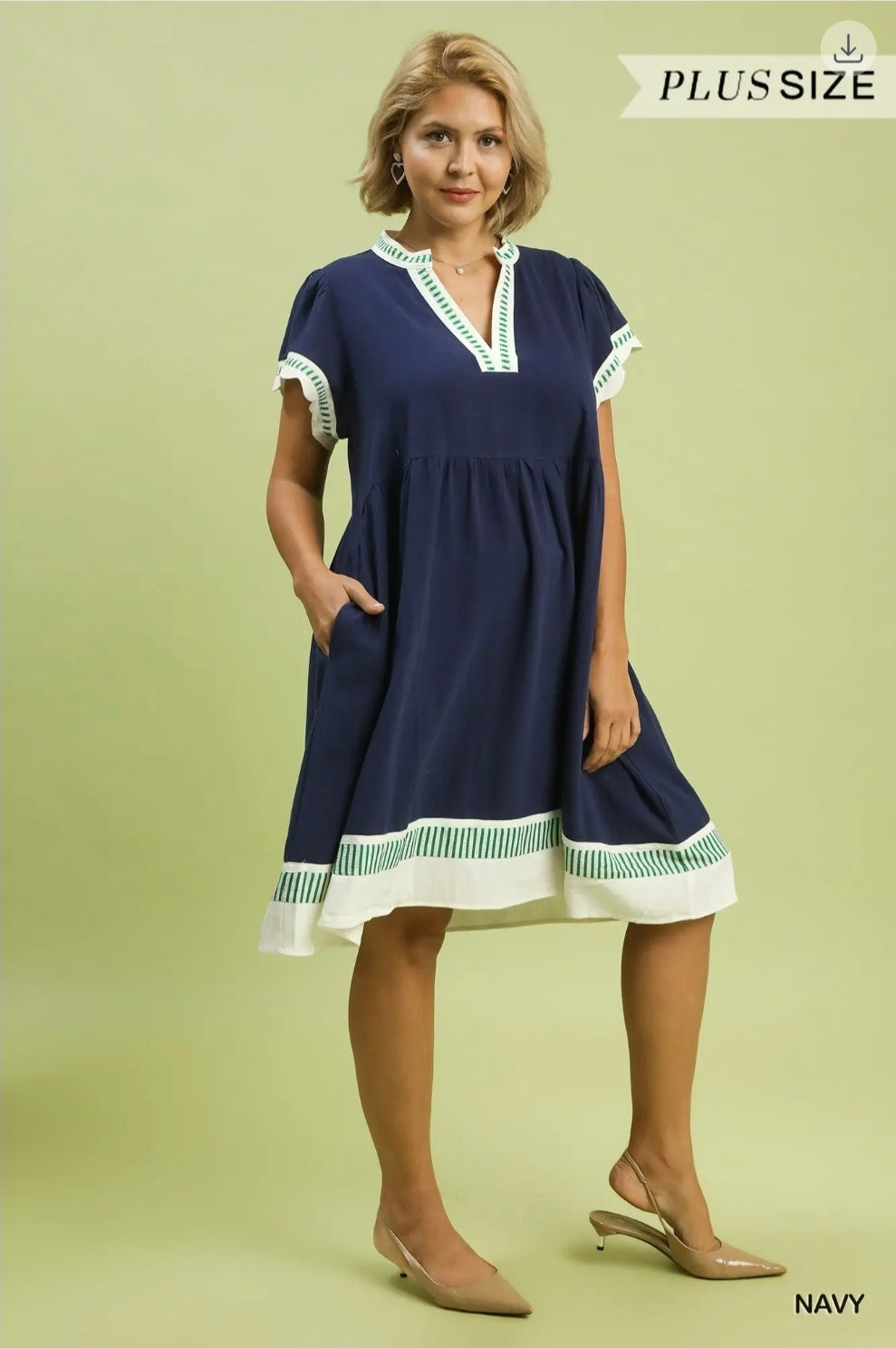 Linen color block sleeve dress