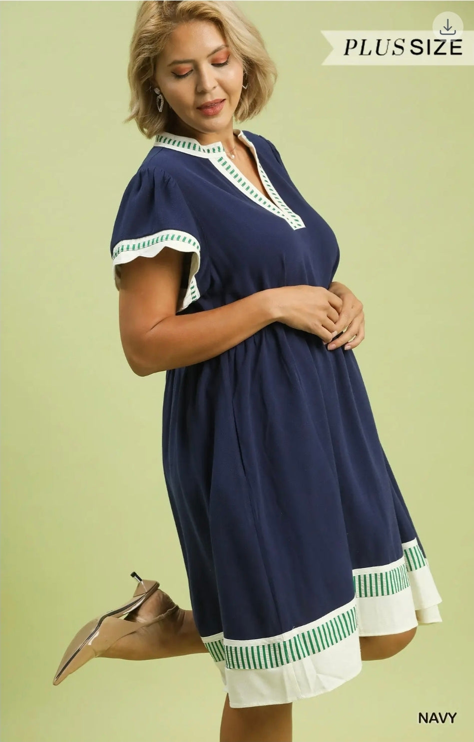 Linen color block sleeve dress