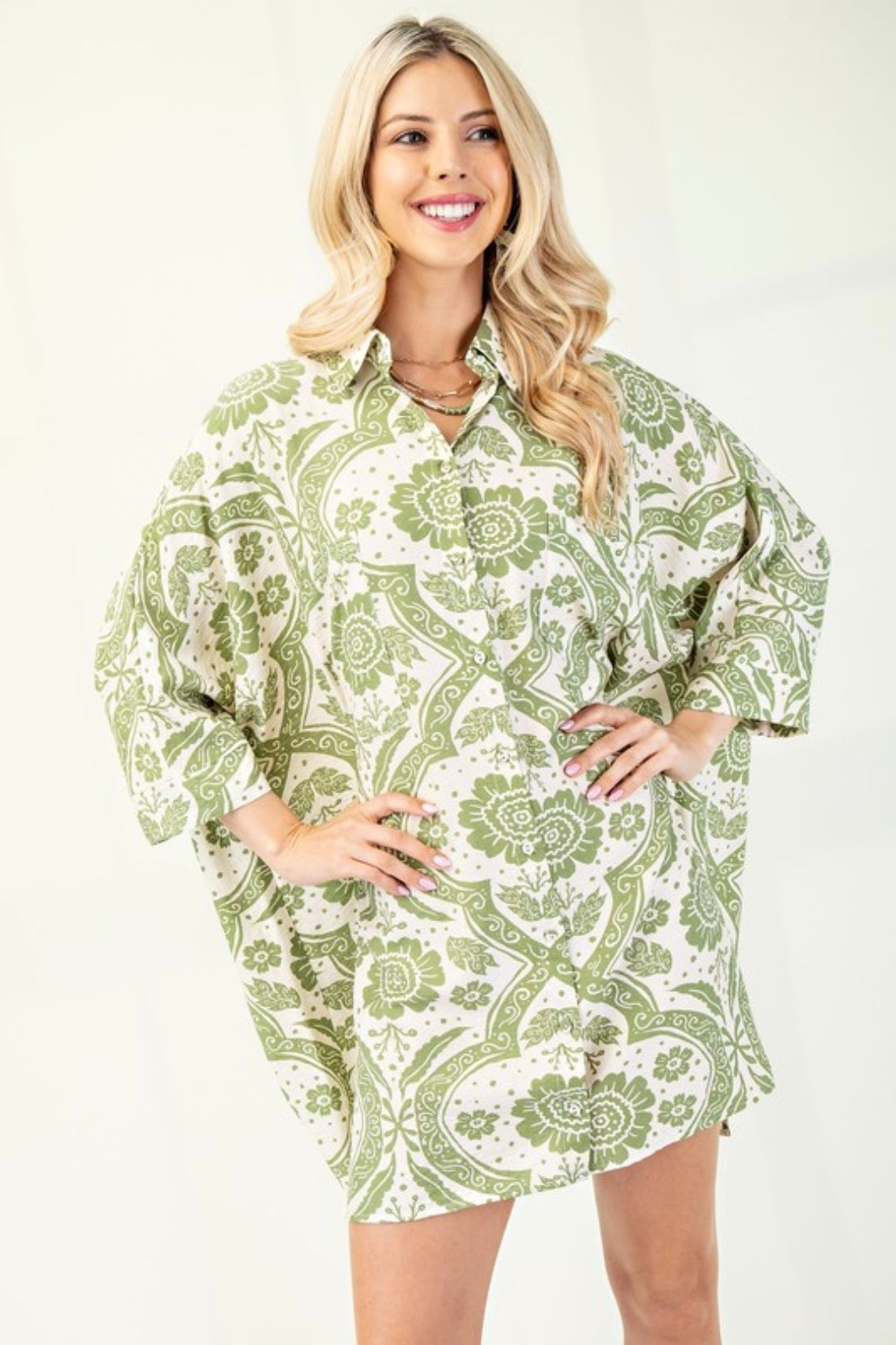 Oversized button down shirt dress