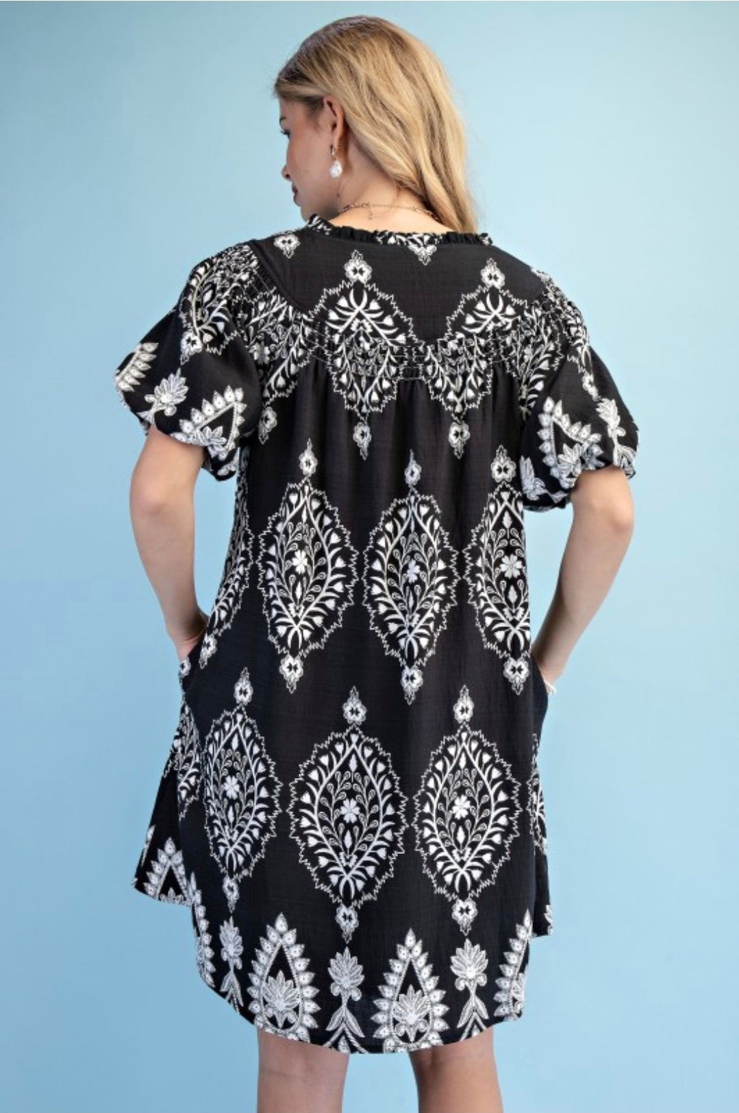 Printed v neck dress