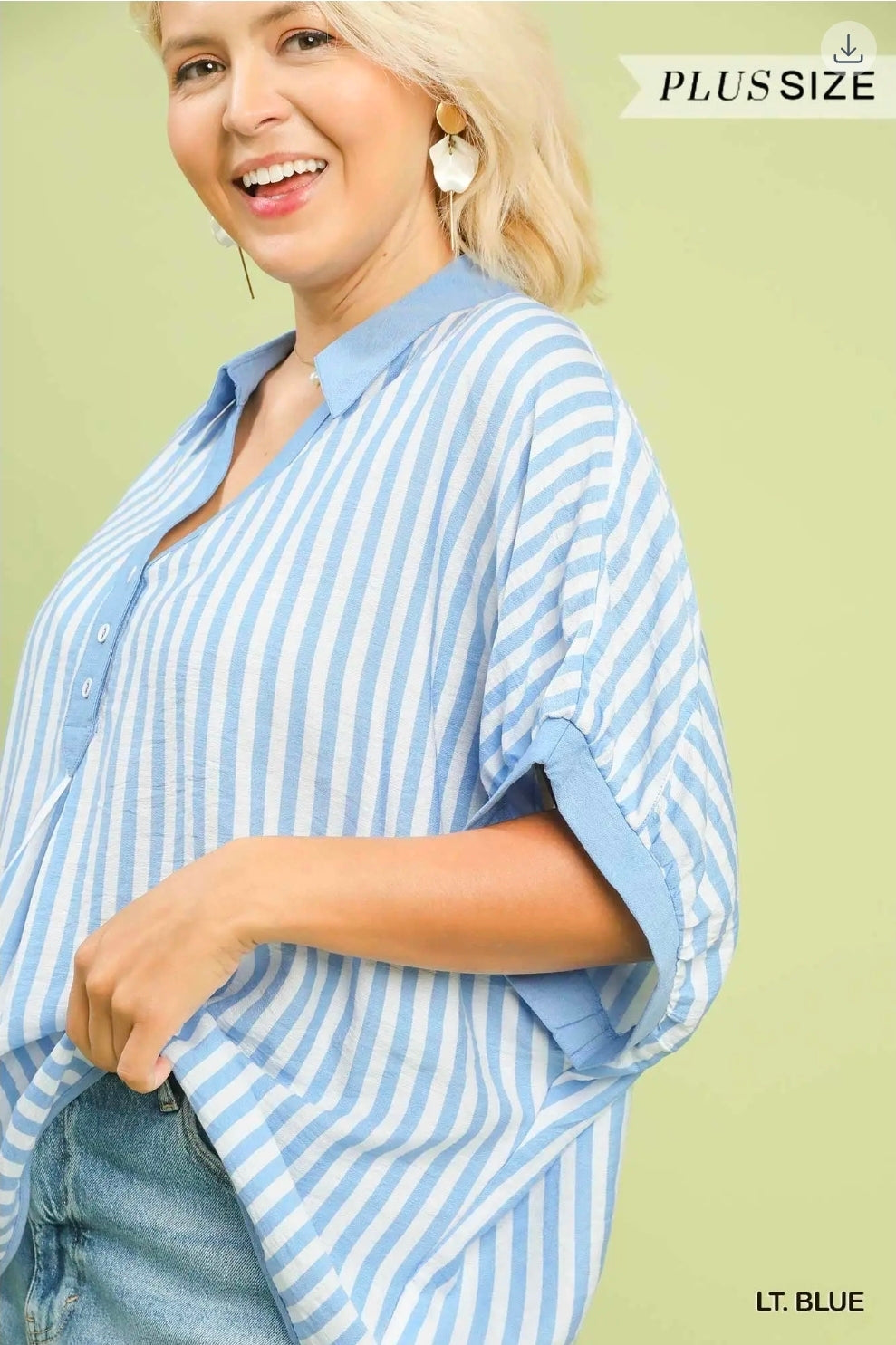 Stripe collared oversized top