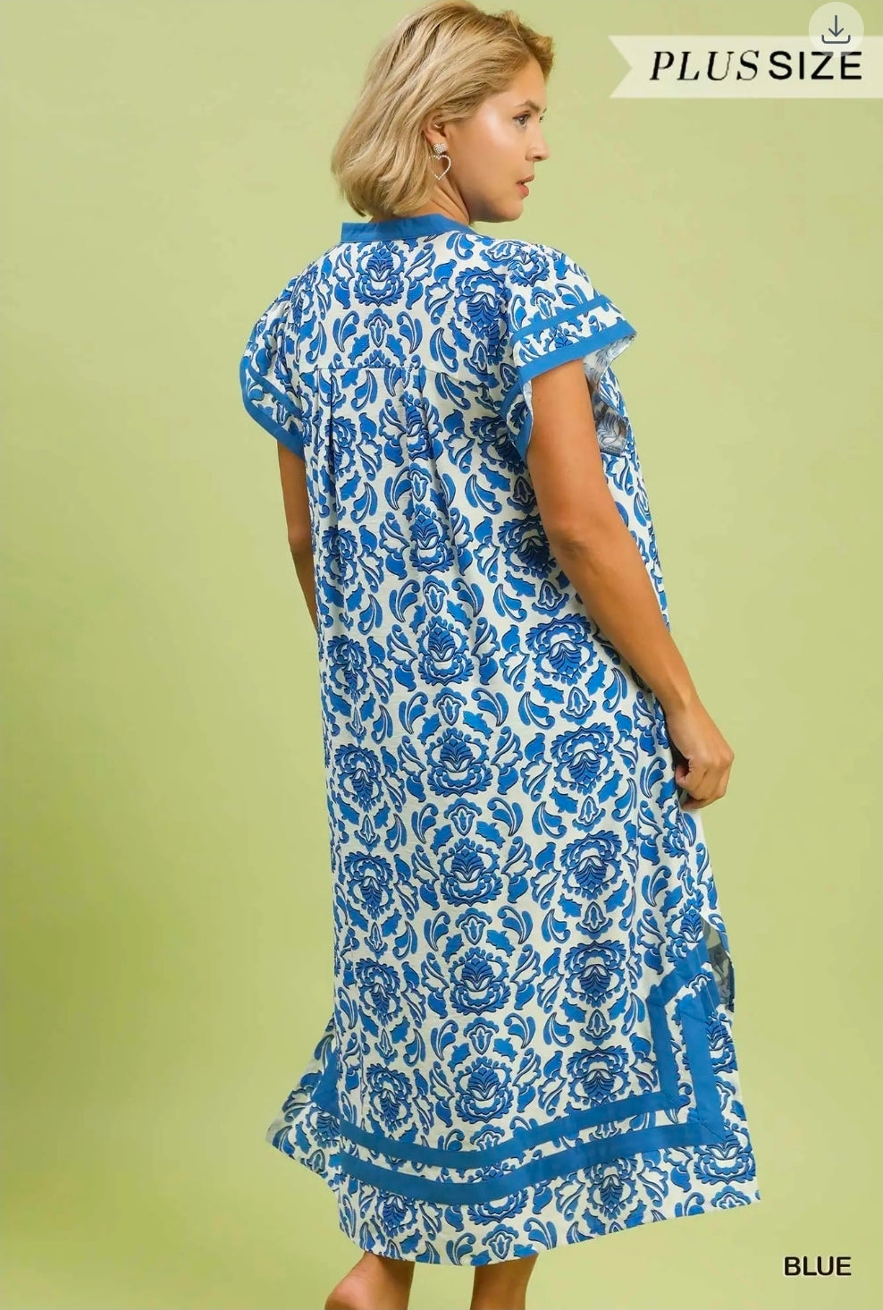 Abstract two tone print midi dress