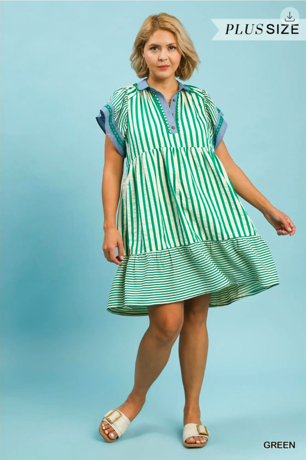 Mix striped baby doll dress