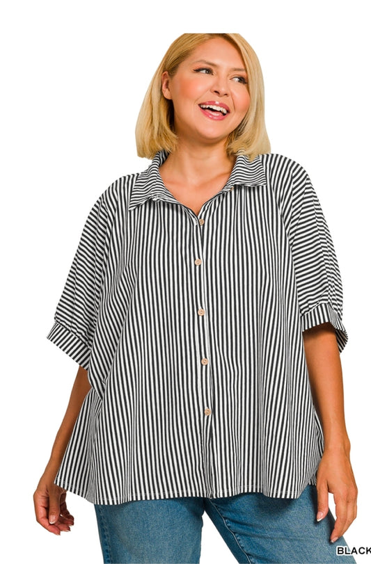 Oversized stripe shirt black/white