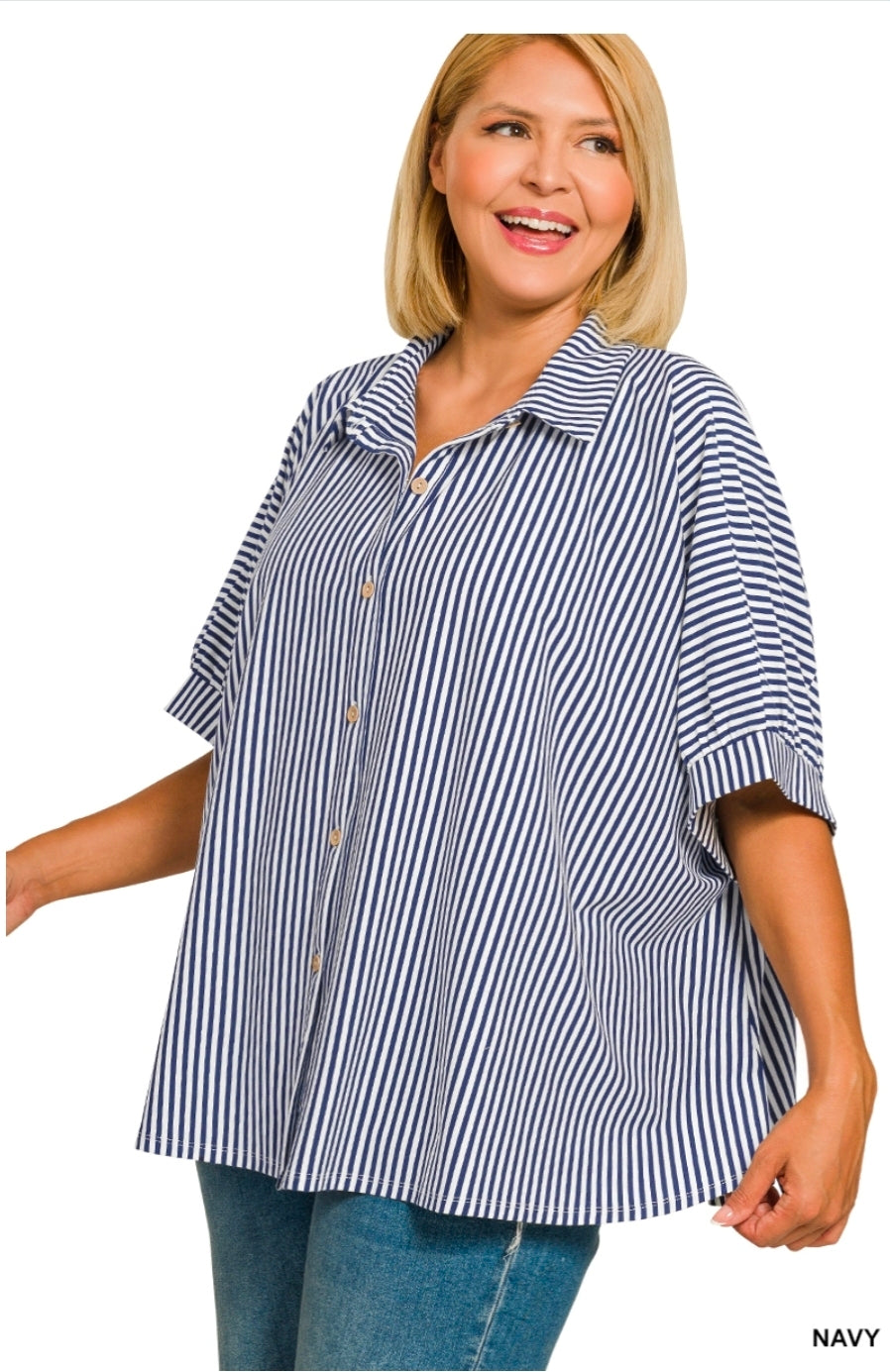 Oversized stripe shirt blue/white