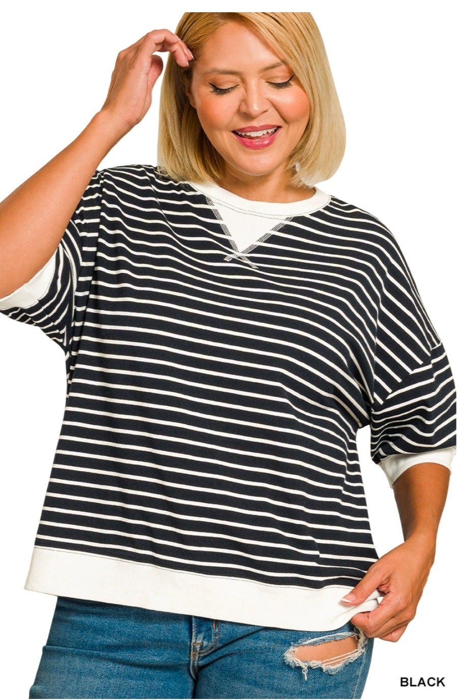 Plus striped pullover