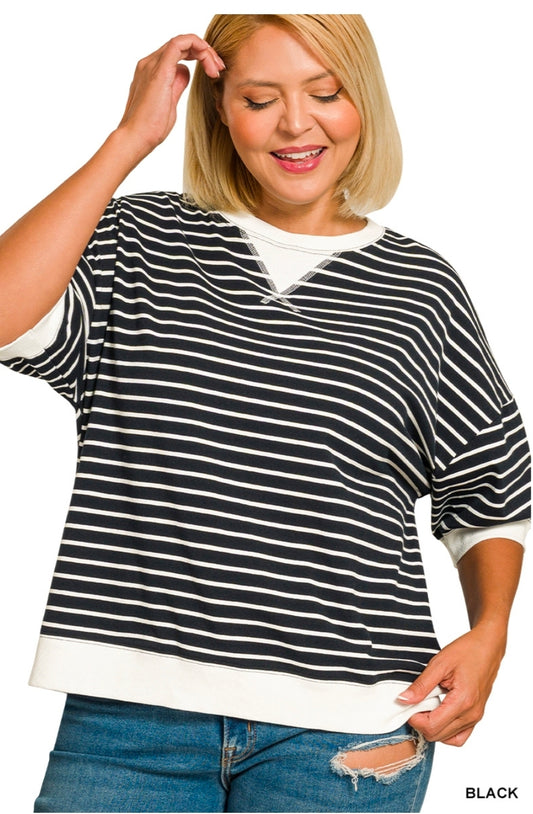 Plus striped pullover