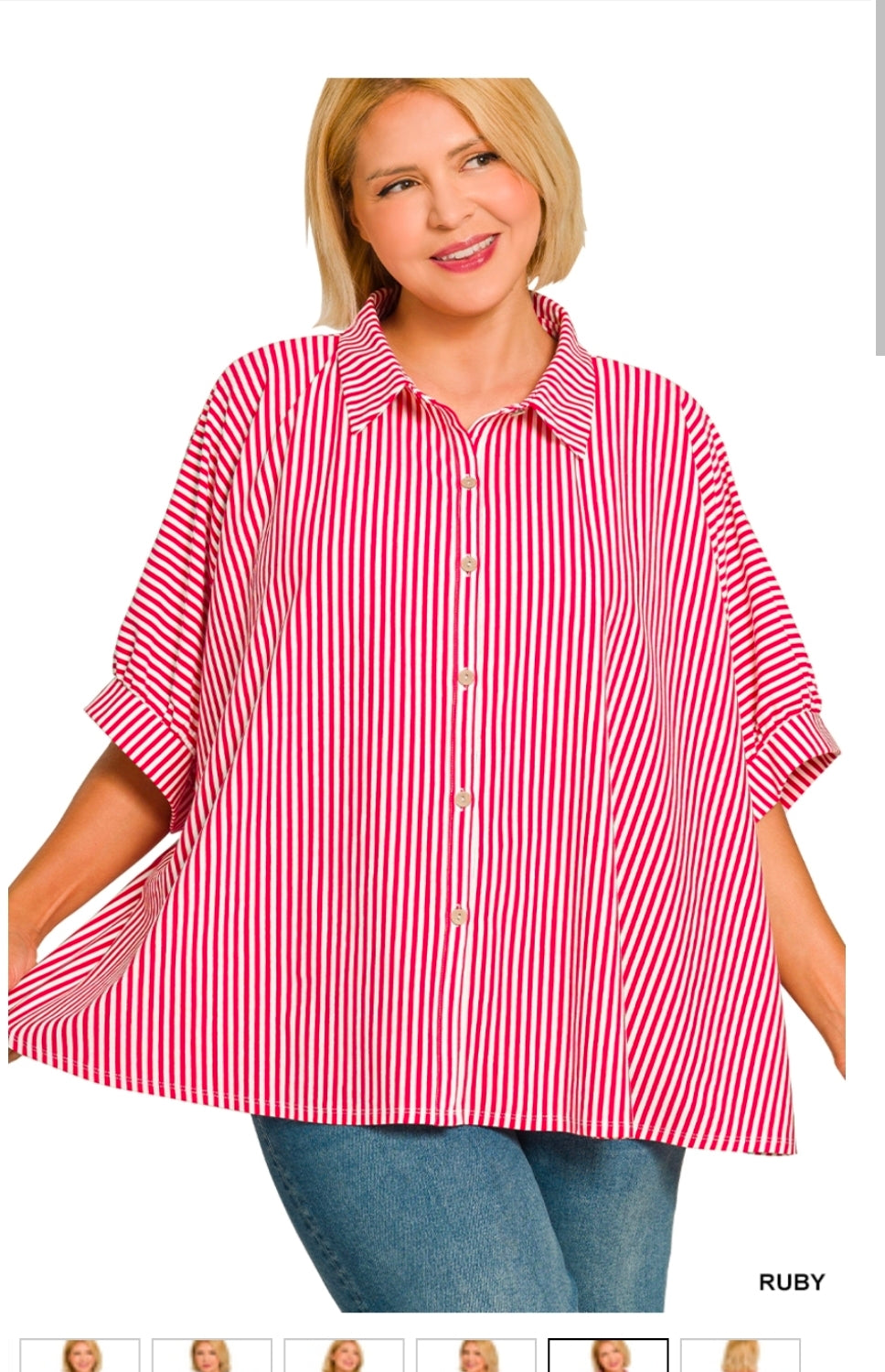 Plus oversized stripe shirt