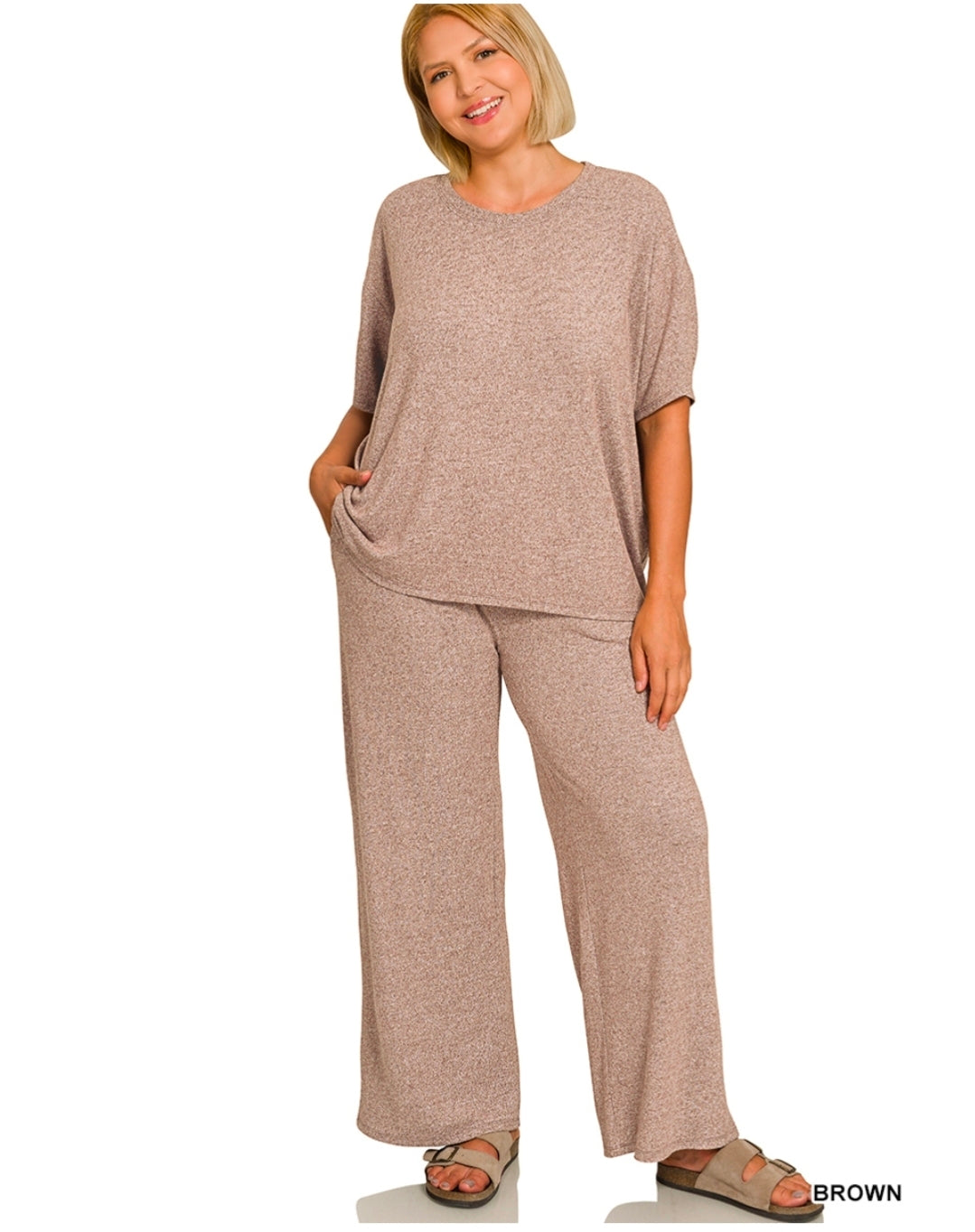 Plus soft short sleeve tee& long pants