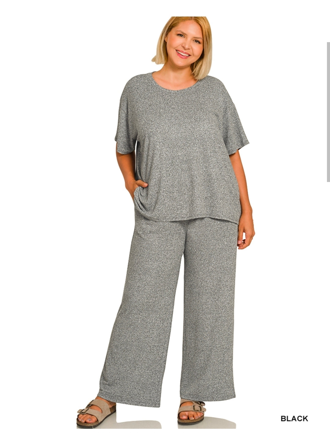 Plus soft short sleeve tee& long pants