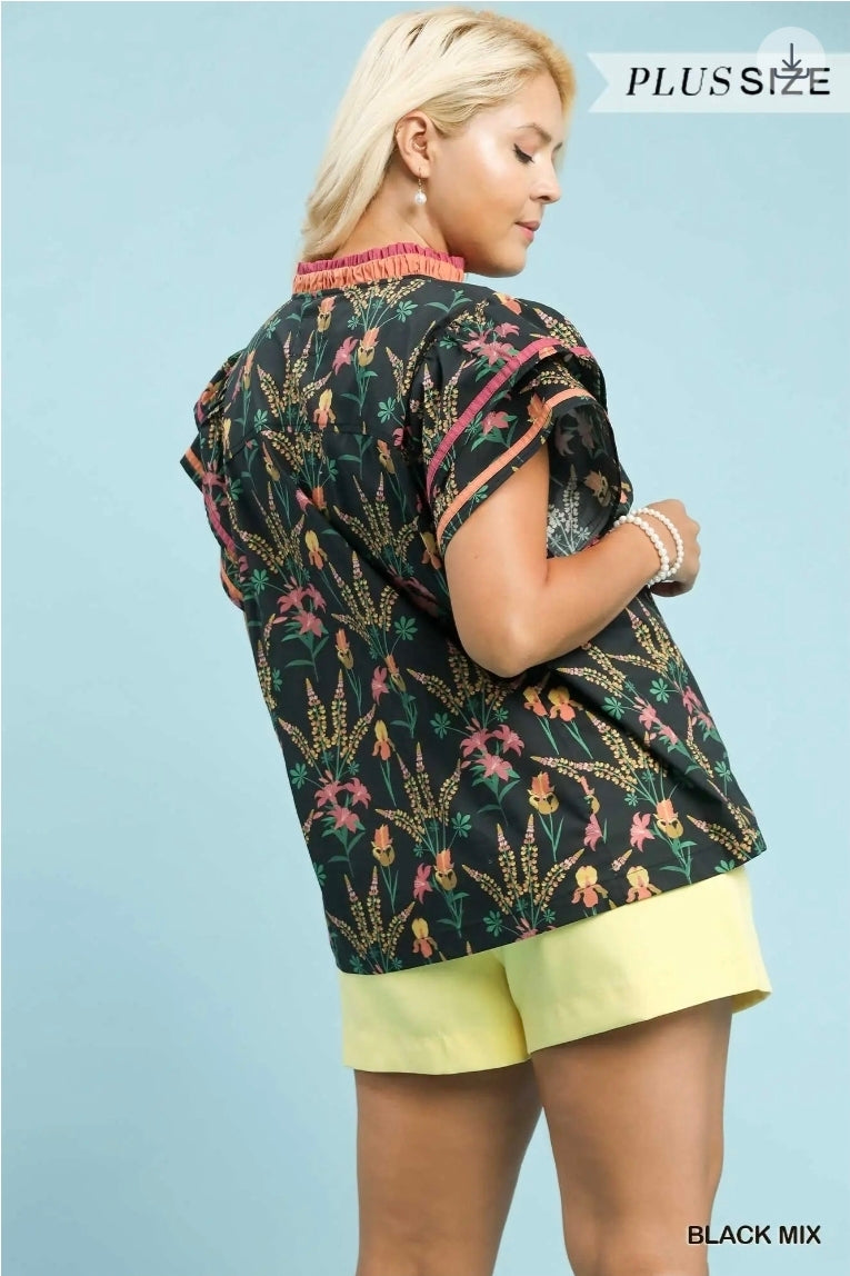 Mix floral print blouse