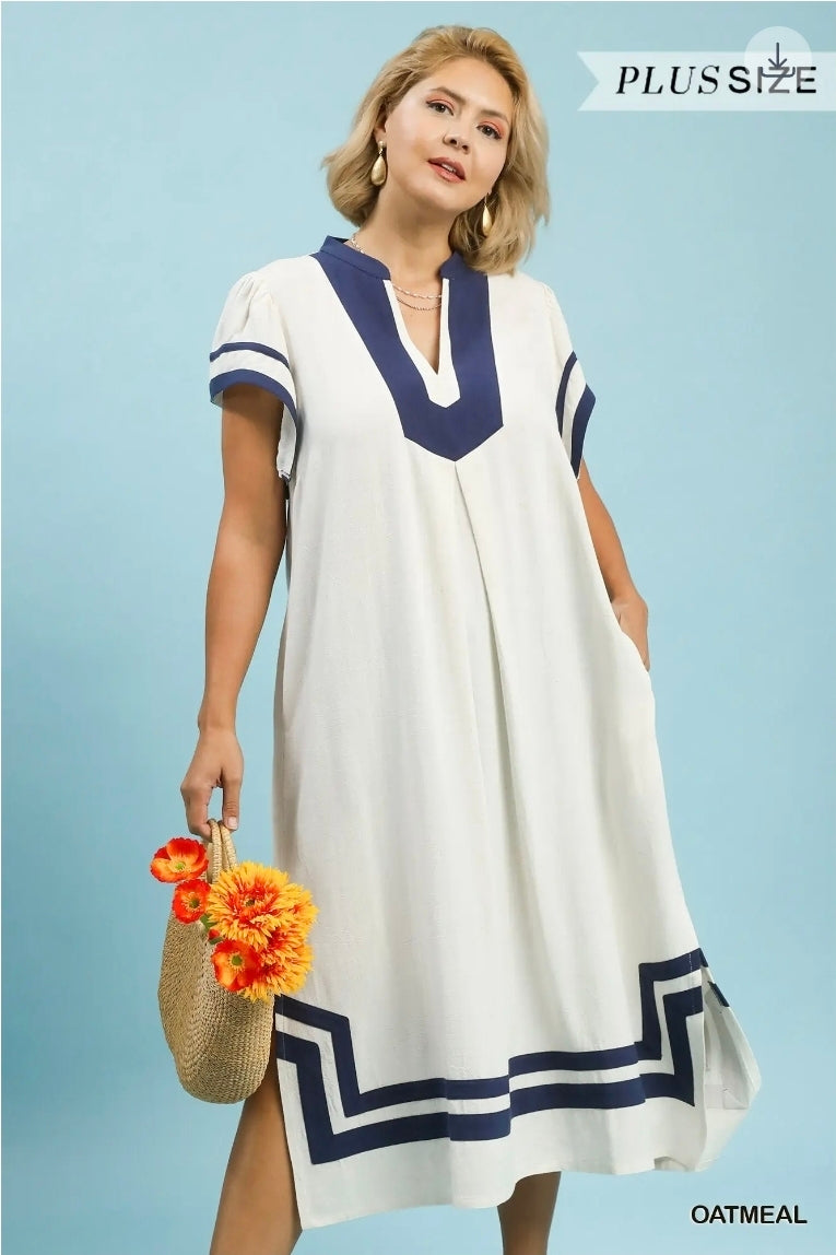 Linen cotton midi dress