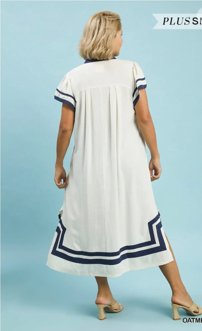 Linen cotton midi dress
