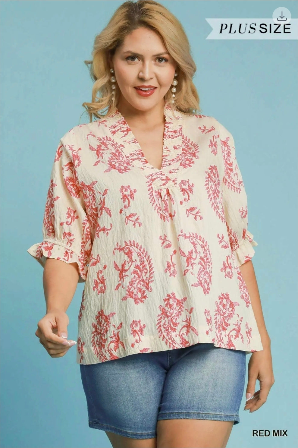 Paisley print v neck top