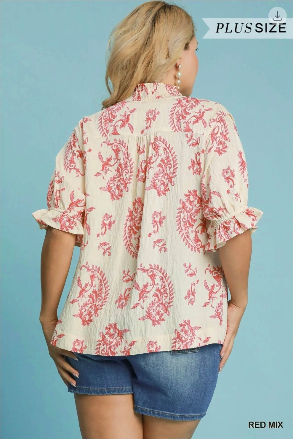 Paisley print v neck top