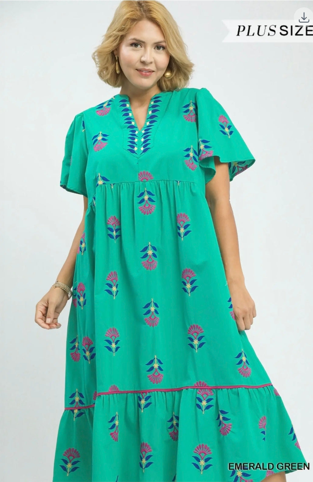 Embroidered Tiered midi dress