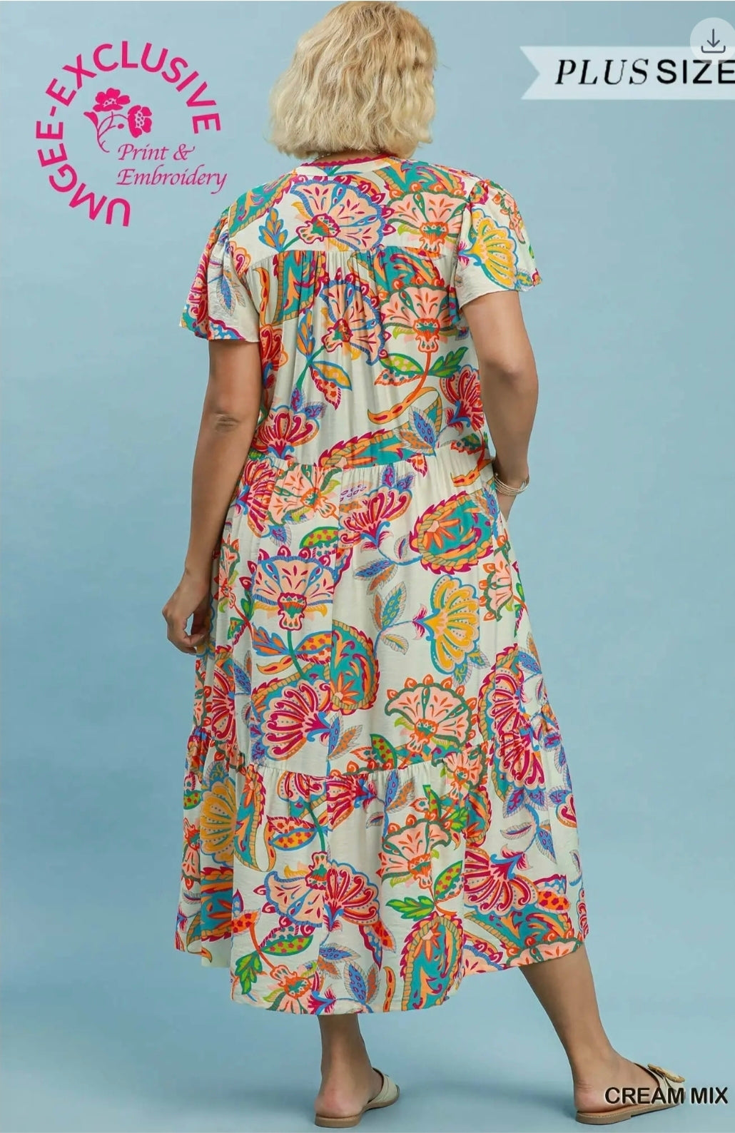 Mix boho floral tiered midi dress