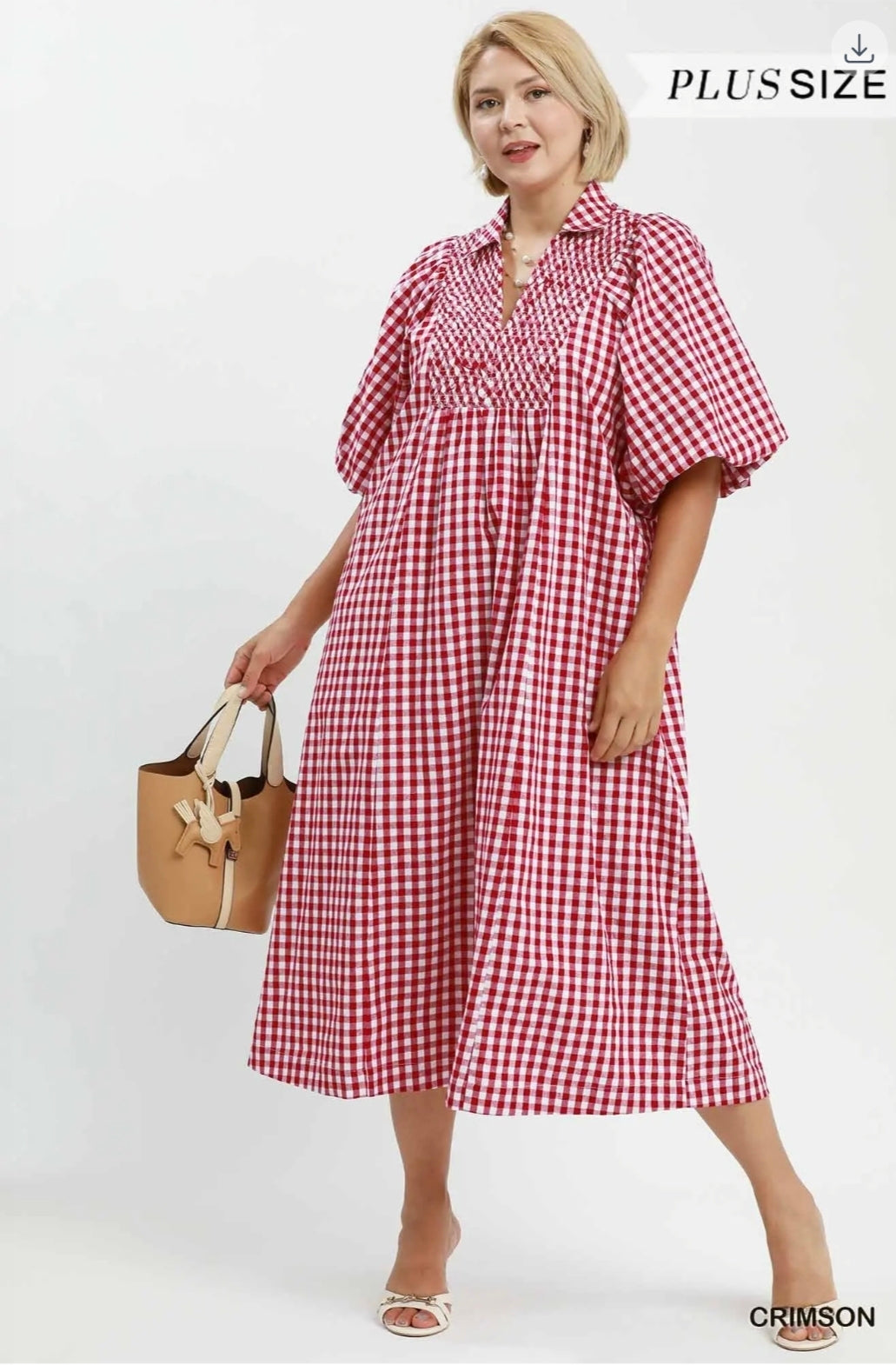 Puff sleeves midi dress