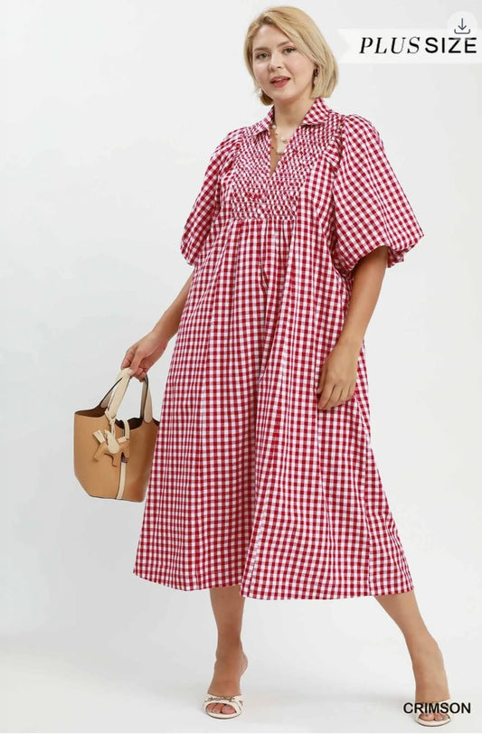 Puff sleeves midi dress