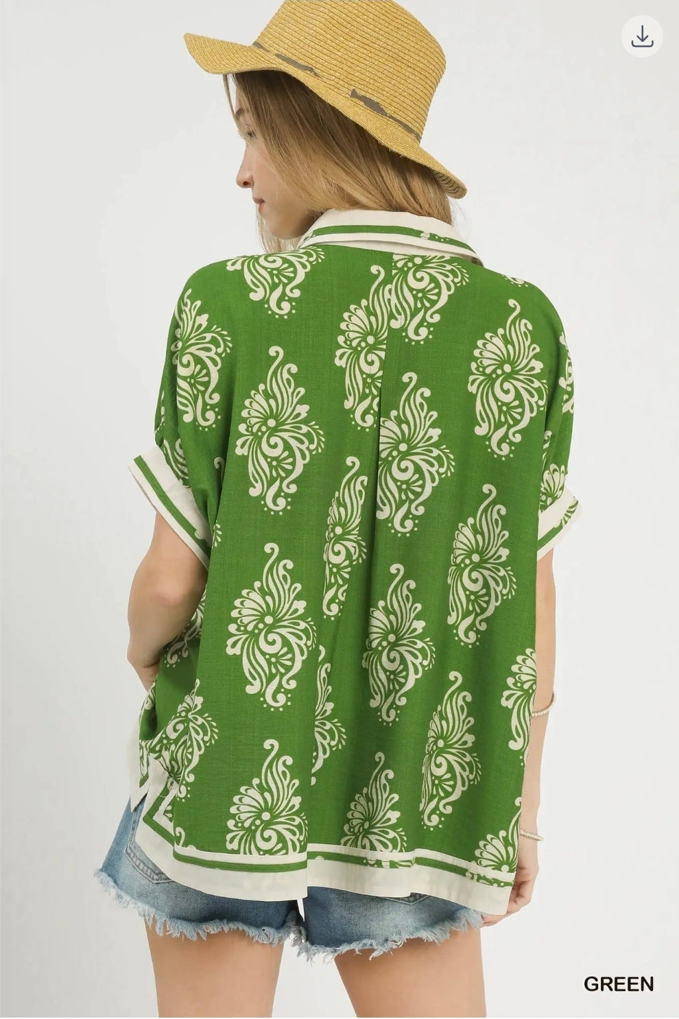 Abstract print button blouse