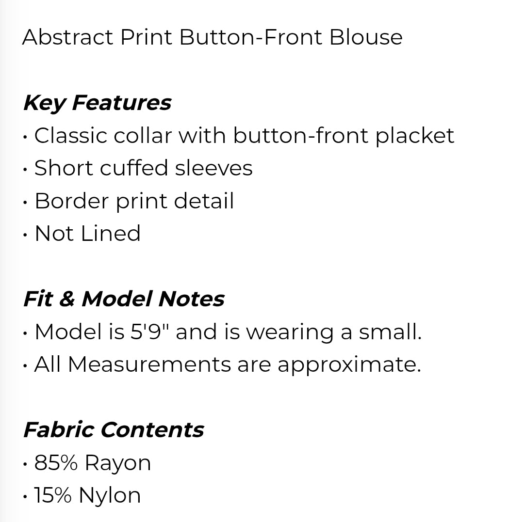 Abstract print button blouse