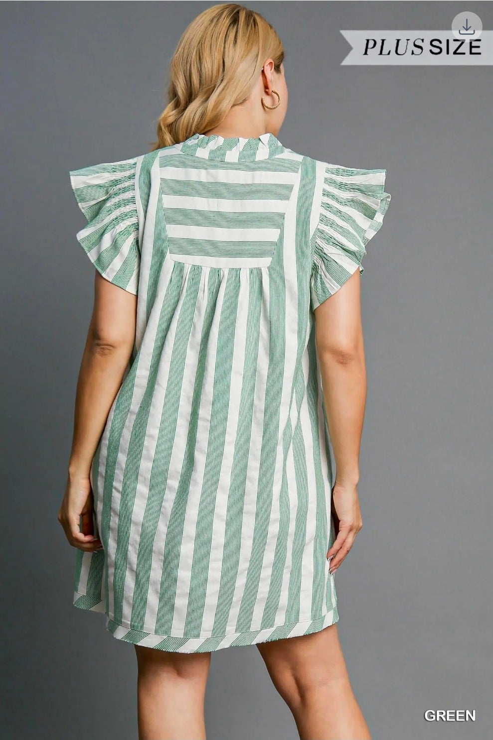 Green Stripe v-neck dress