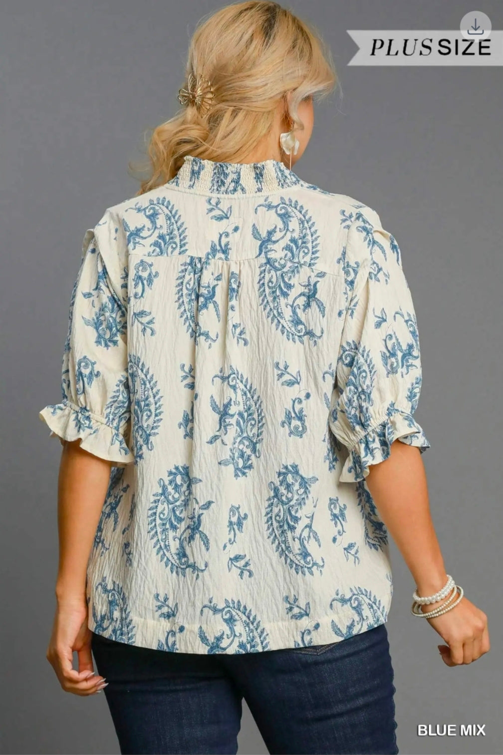 Paisley print v neck top