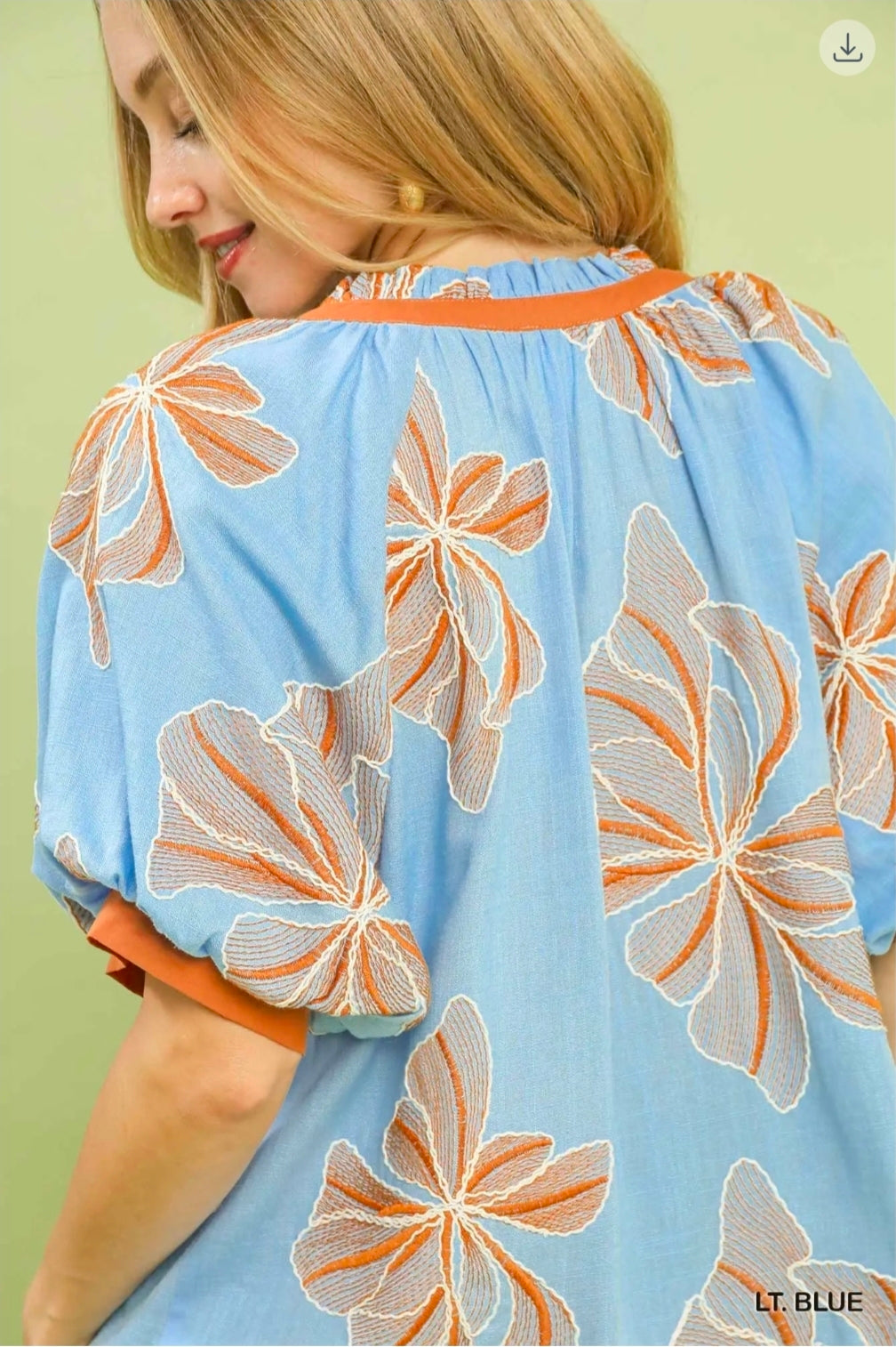 Embroidered vneck top