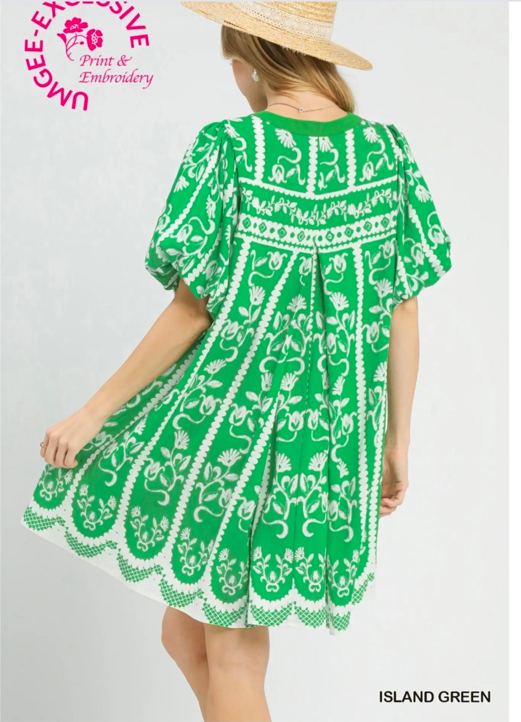 Border print mini dress