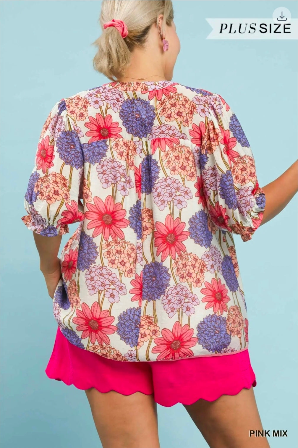 Floral print puff sleeve top